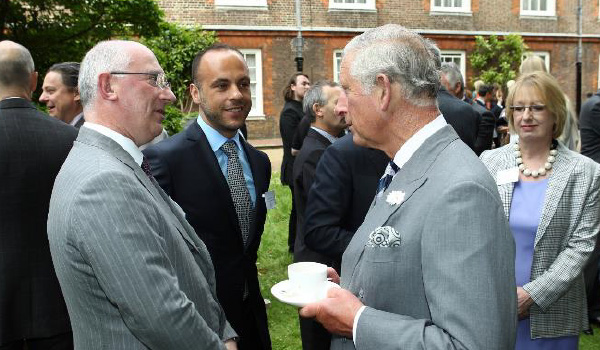 2014 David Gallimore meets with Prince of Charles at Campaign for Wool relaunch event